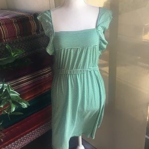 Green and white striped dress
